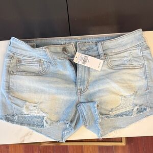 American Eagle Outfitters Light Wash Distressed Jean Shorts